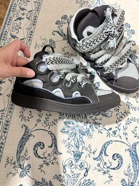 Lanvin Black and Light Blue Men's Sneakers